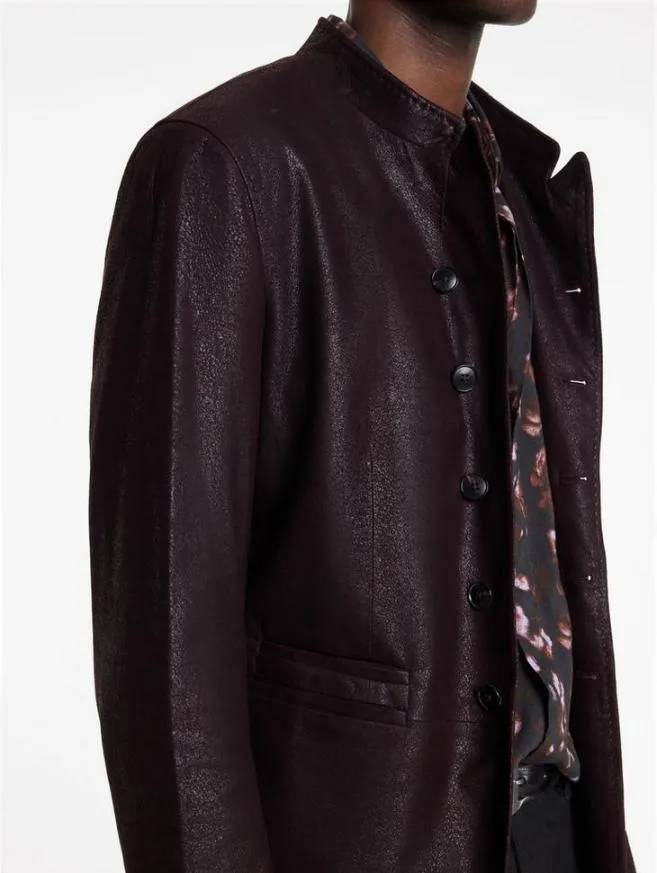 Men John Varvatos Leather Jackets Varick Jacket Dark Plum