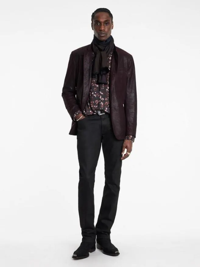 Men John Varvatos Leather Jackets Varick Jacket Dark Plum