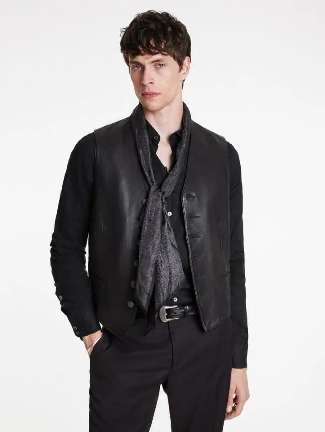 Men John Varvatos Leather Jackets Vinnie Vest Black