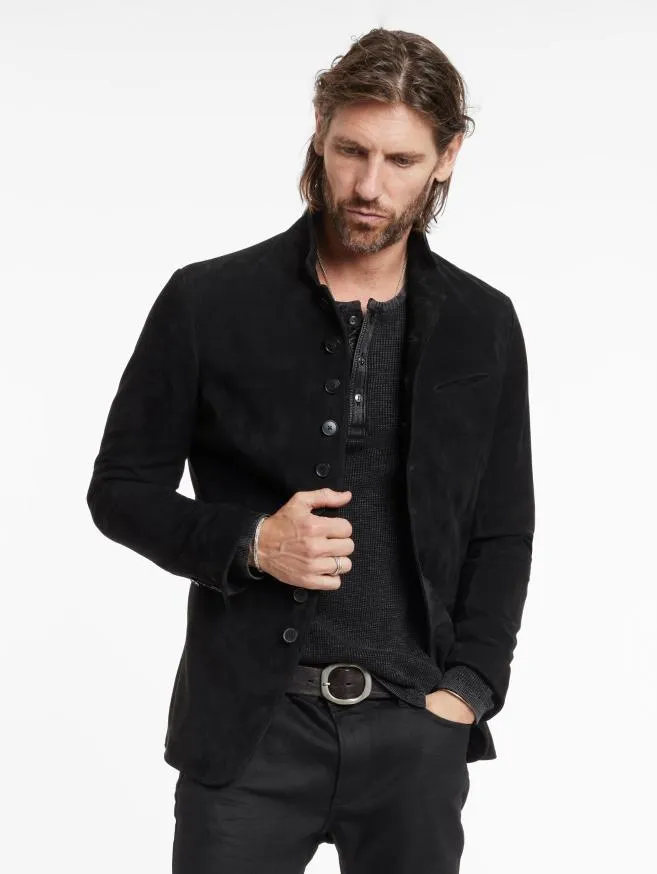 Men John Varvatos Leather Jackets Woodward Multibutton Jacket Black