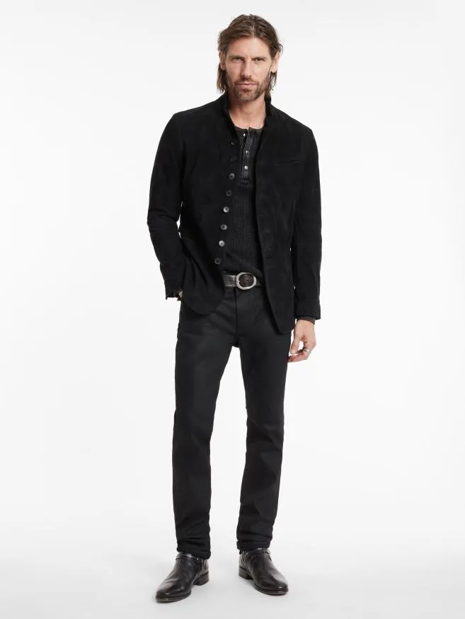 Men John Varvatos Leather Jackets Woodward Multibutton Jacket Black