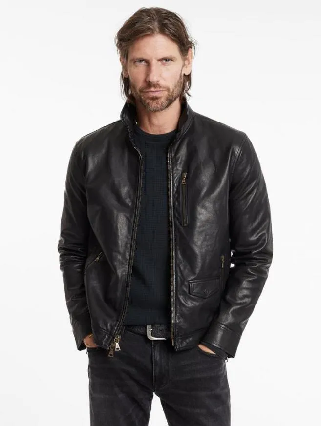 Men John Varvatos Leather Jackets York Jacket Black