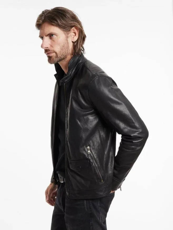 Men John Varvatos Leather Jackets York Jacket Black