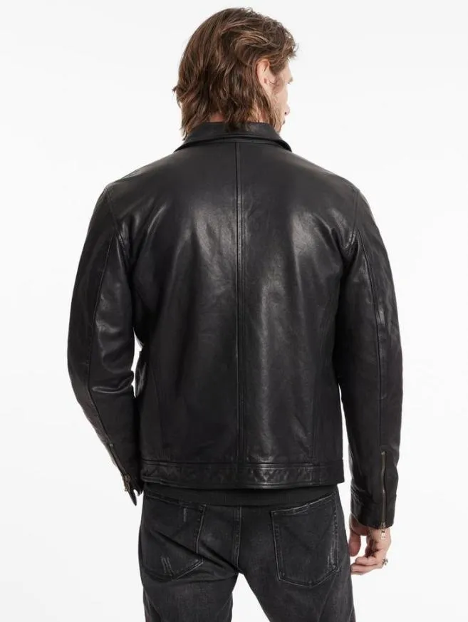 Men John Varvatos Leather Jackets York Jacket Black