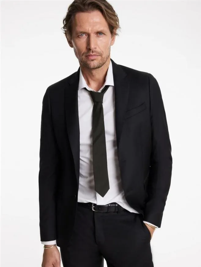 Men John Varvatos Scarves and Ties Leone Slim Tie Black