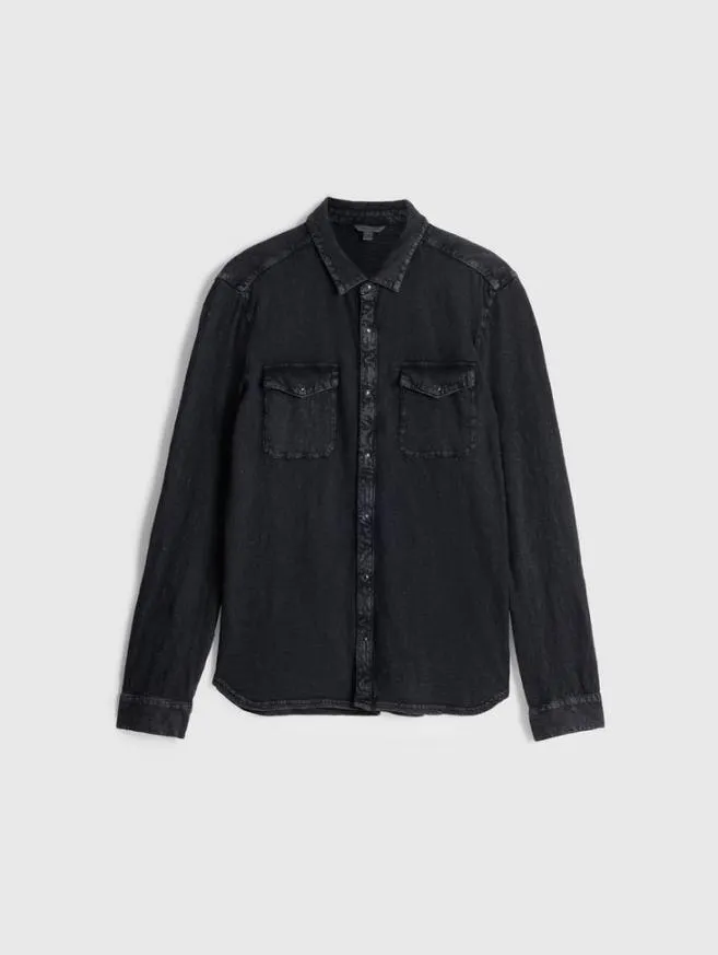 Men John Varvatos Shirts Arvon Western Shirt Charcoal