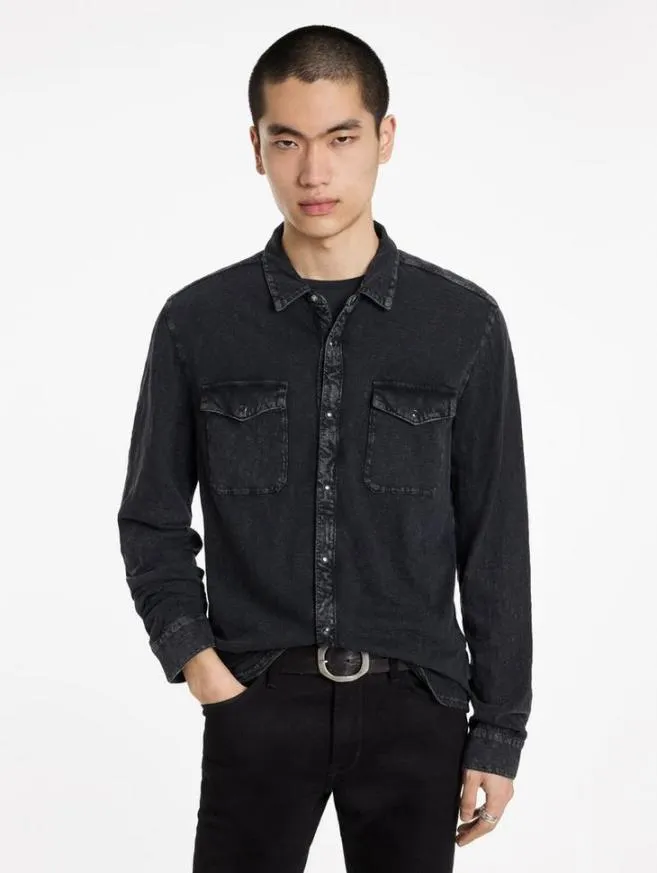 Men John Varvatos Shirts Arvon Western Shirt Charcoal