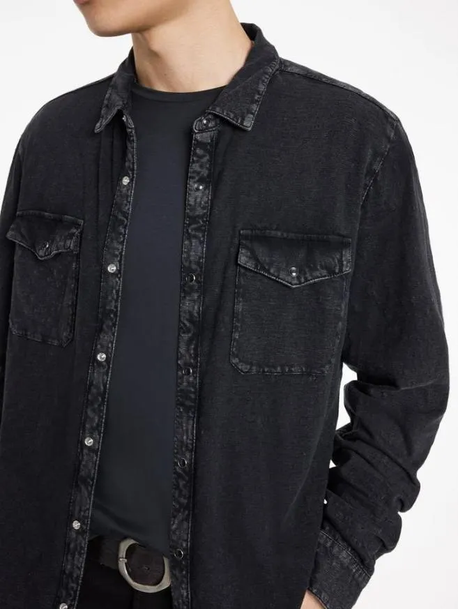 Men John Varvatos Shirts Arvon Western Shirt Charcoal