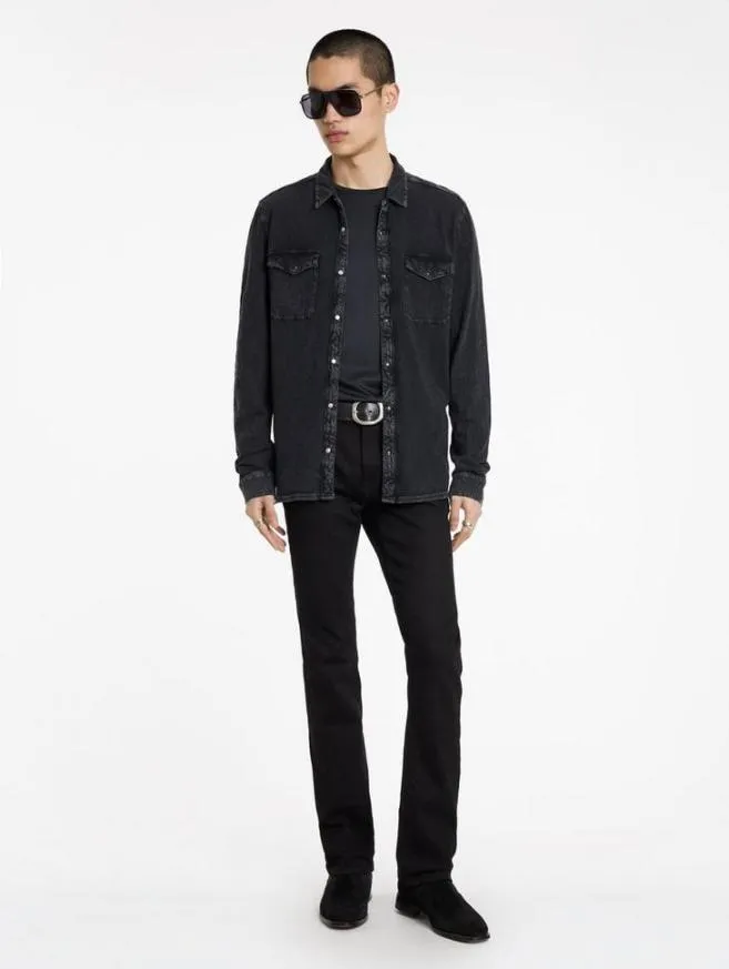 Men John Varvatos Shirts Arvon Western Shirt Charcoal