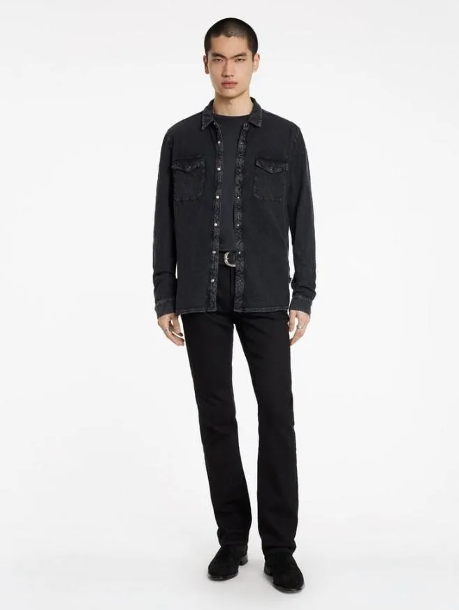 Men John Varvatos Shirts Arvon Western Shirt Charcoal