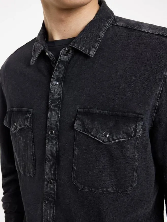 Men John Varvatos Shirts Arvon Western Shirt Charcoal