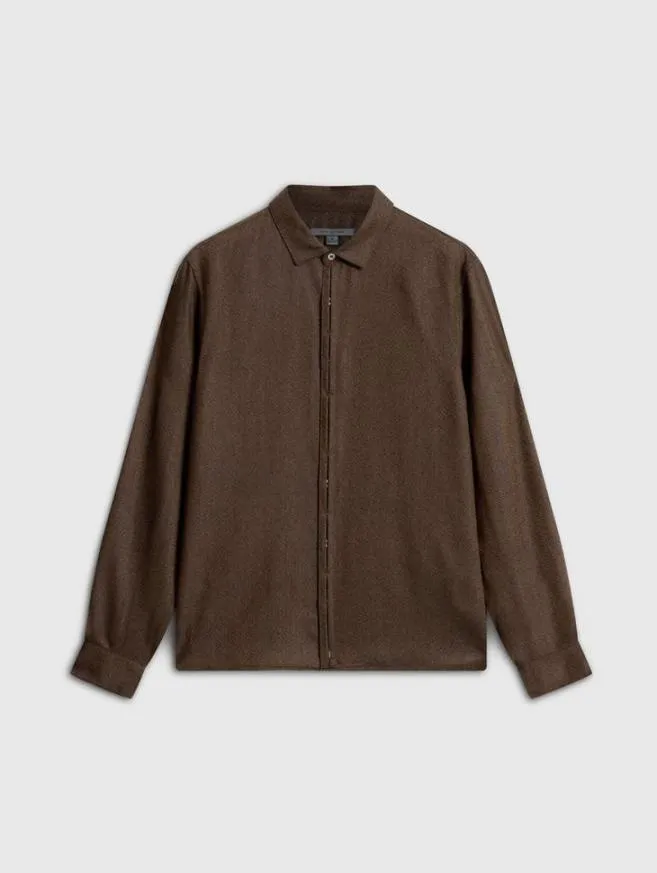 Men John Varvatos Shirts Hickory Shirt Lt Chocolate