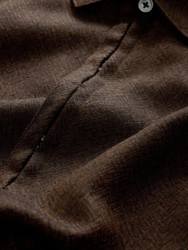 Men John Varvatos Shirts Hickory Shirt Lt Chocolate