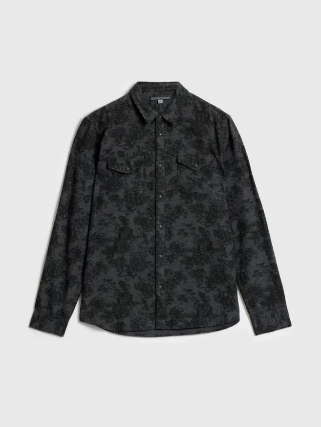 Men John Varvatos Shirts Marshall Western Shirt Concrete Gre