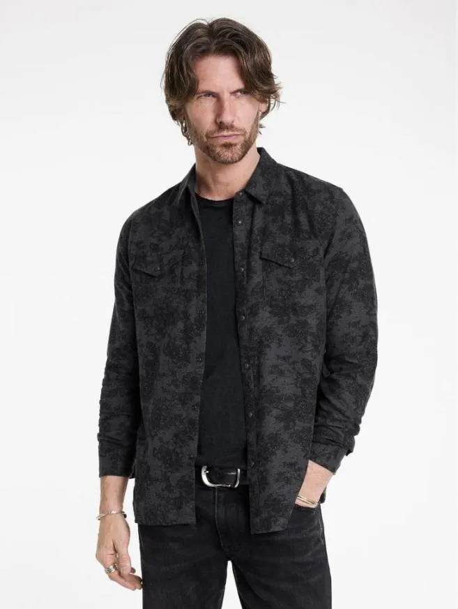 Men John Varvatos Shirts Marshall Western Shirt Concrete Gre