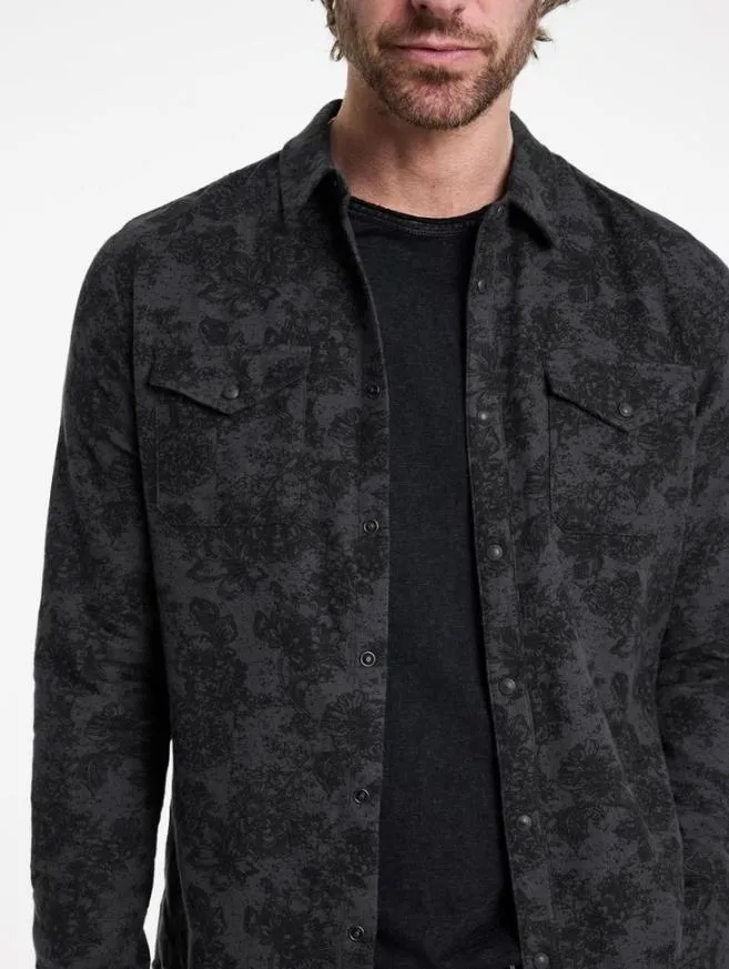 Men John Varvatos Shirts Marshall Western Shirt Concrete Gre