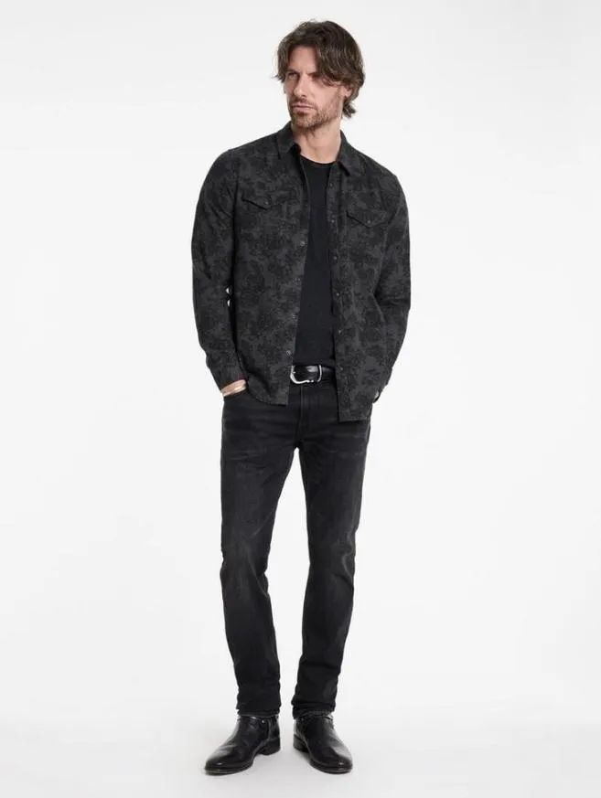 Men John Varvatos Shirts Marshall Western Shirt Concrete Gre