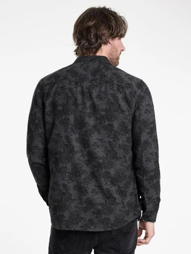 Men John Varvatos Shirts Marshall Western Shirt Concrete Gre
