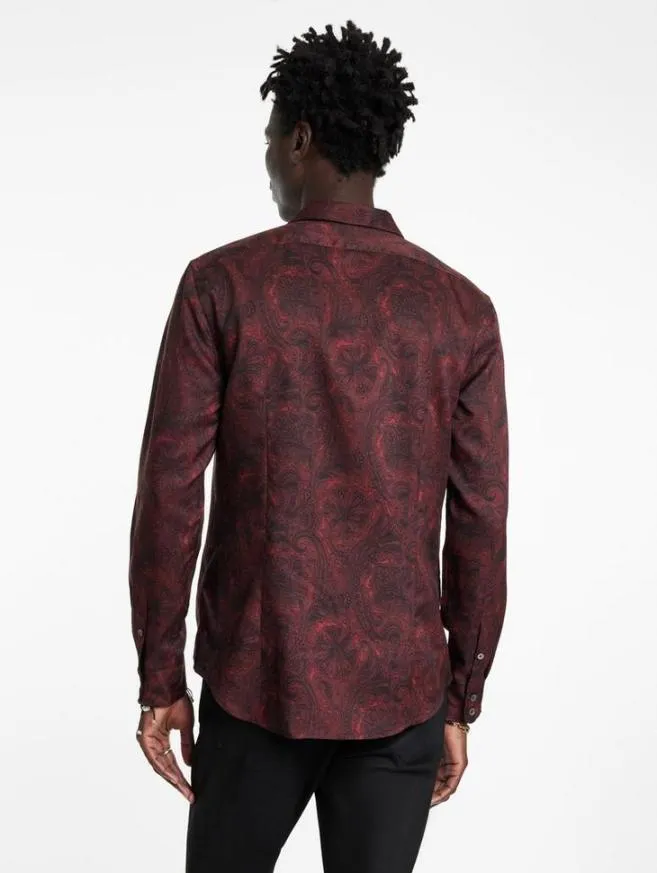 Men John Varvatos Shirts Orchard Shirt Berry