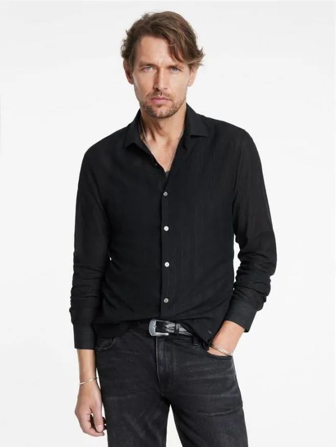 Men John Varvatos Shirts Stella Dress Shirt Black