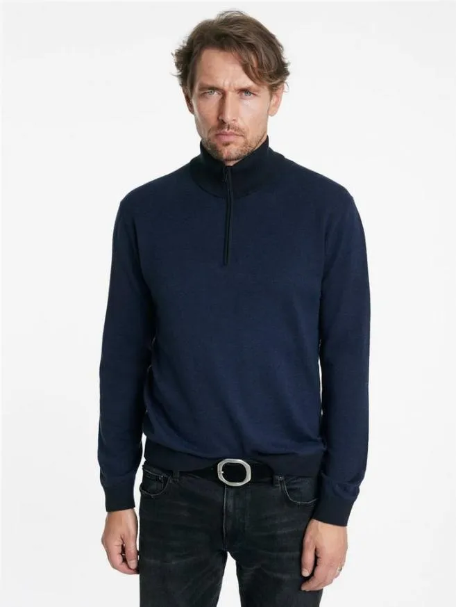 Men John Varvatos Sweaters Grand Birdeye Half Zip Black