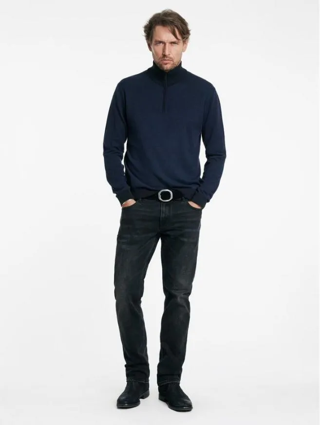 Men John Varvatos Sweaters Grand Birdeye Half Zip Black