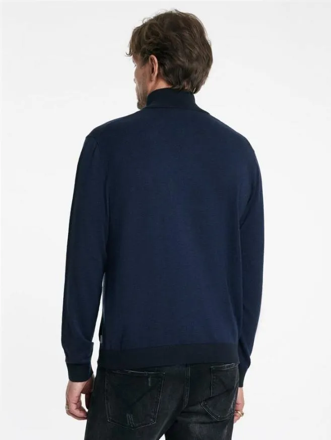 Men John Varvatos Sweaters Grand Birdeye Half Zip Black