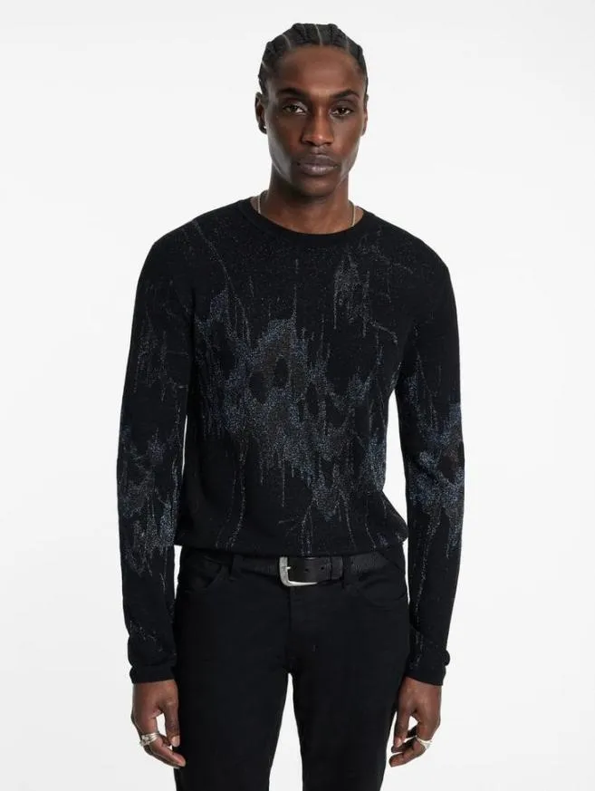 Men John Varvatos Sweaters Hilo Crew Black