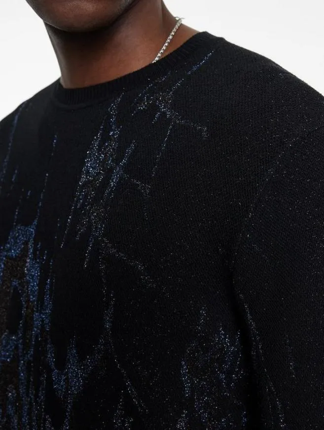 Men John Varvatos Sweaters Hilo Crew Black