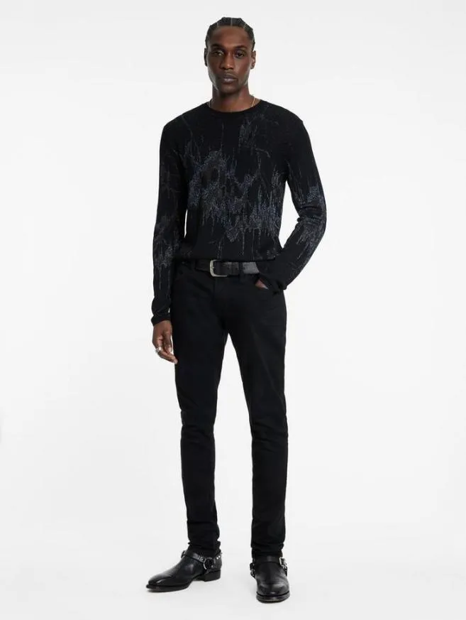 Men John Varvatos Sweaters Hilo Crew Black