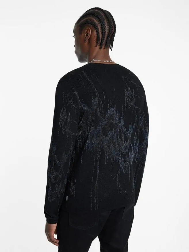 Men John Varvatos Sweaters Hilo Crew Black
