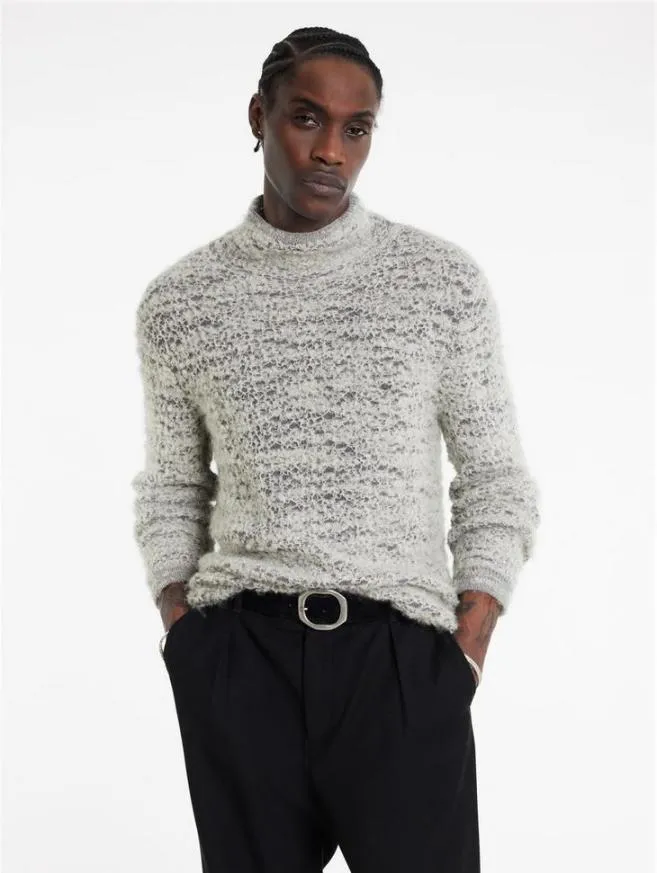 Men John Varvatos Sweaters Montello Mock Neck Charcoalturtle Dove