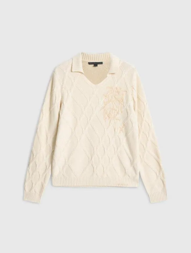 Men John Varvatos Sweaters Robin Sweater Polo Ecru