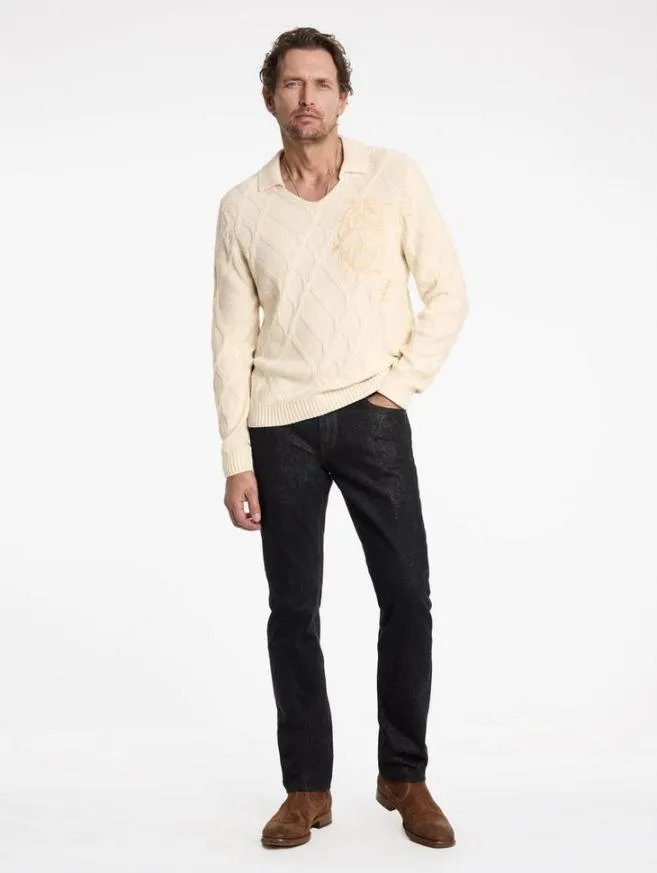 Men John Varvatos Sweaters Robin Sweater Polo Ecru