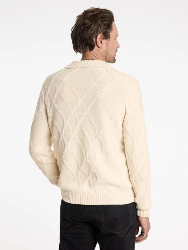 Men John Varvatos Sweaters Robin Sweater Polo Ecru