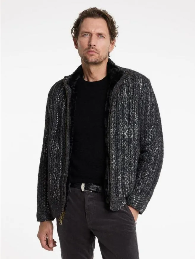 Men John Varvatos Sweaters Tramonti Jacket Black