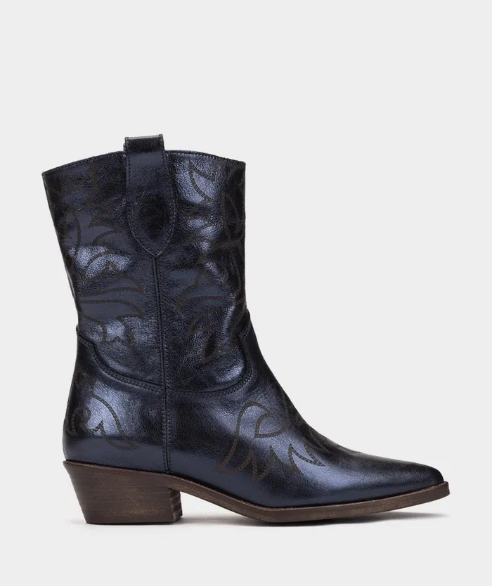 Pedro Miralles Ankle Boots VIRGINIA Cristal Metal Navy 8211 Woman