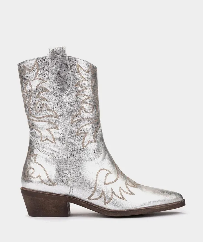 Pedro Miralles Ankle Boots VIRGINIA Cristal Metal Plata 8211 Woman