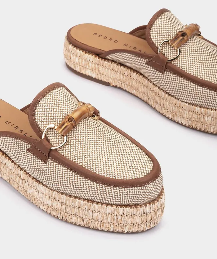 Pedro Miralles Clogs BENITACHELL Rafia Camel 8211 Woman Pedro Miralles Clogs BENITACHELL Rafia Camel 8211 Woman