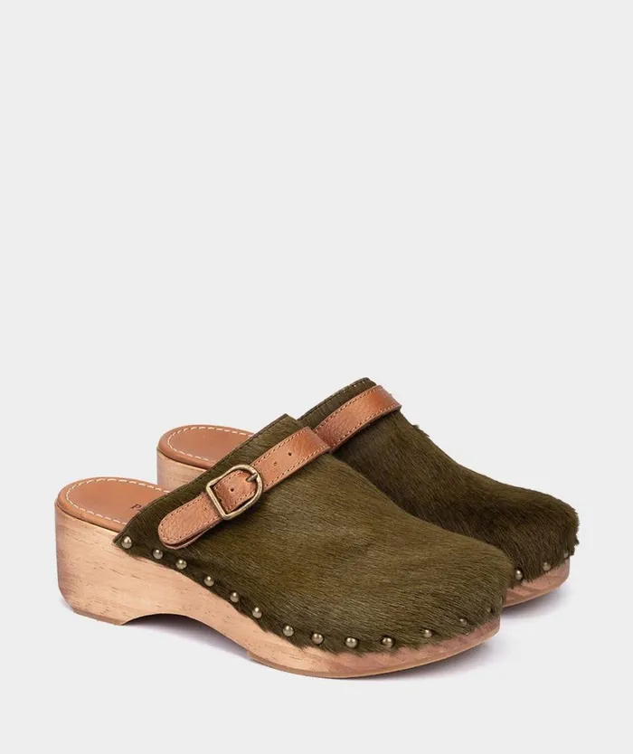 Pedro Miralles Clogs BERLN Pony Kaki 8211 Woman Pedro Miralles Clogs BERLN Pony Kaki 8211 Woman
