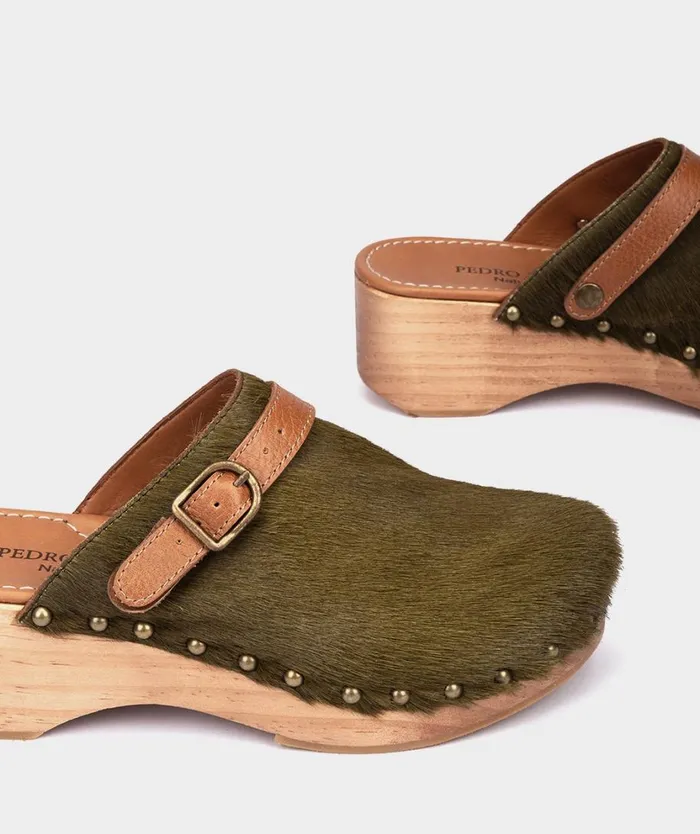 Pedro Miralles Clogs BERLN Pony Kaki 8211 Woman Pedro Miralles Clogs BERLN Pony Kaki 8211 Woman
