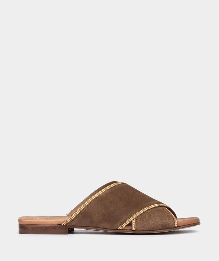 Pedro Miralles Flat Sandals ALBUFERA Velour Cuoio 8211 Woman
