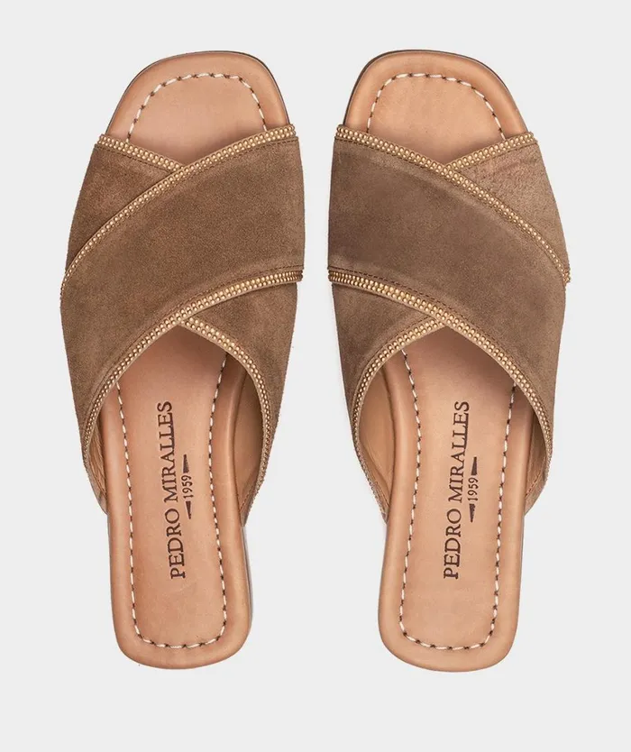 Pedro Miralles Flat Sandals ALBUFERA Velour Cuoio 8211 Woman Pedro Miralles Flat Sandals ALBUFERA Velour Cuoio 8211 Woman