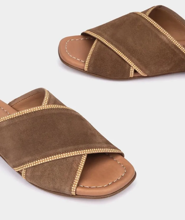 Pedro Miralles Flat Sandals ALBUFERA Velour Cuoio 8211 Woman Pedro Miralles Flat Sandals ALBUFERA Velour Cuoio 8211 Woman