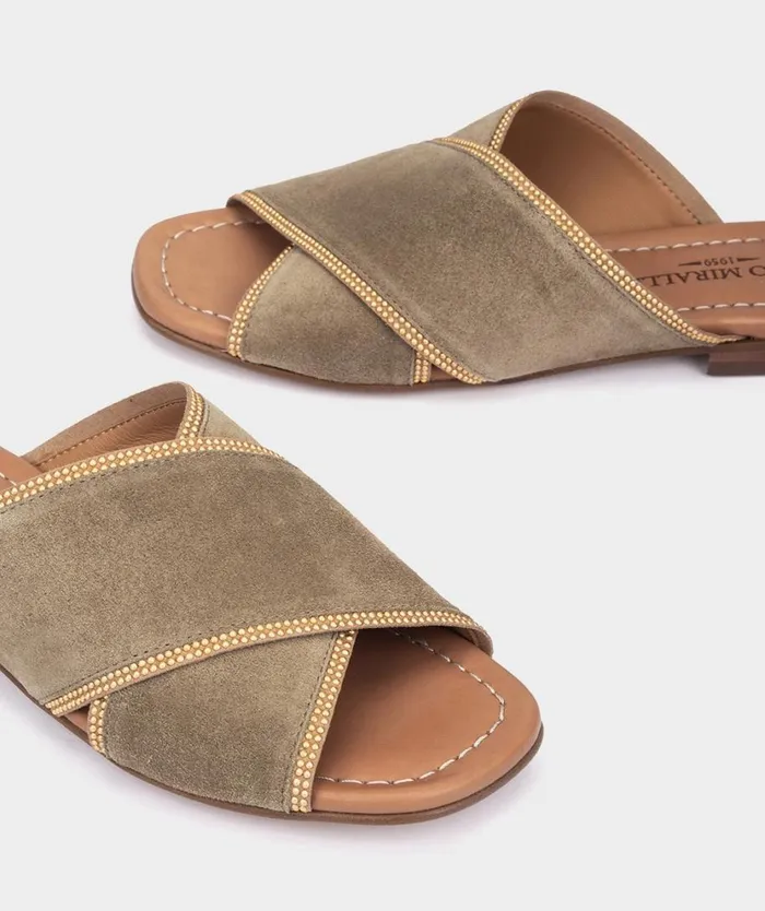Pedro Miralles Flat Sandals ALBUFERA Velour Suamp 8211 Woman Pedro Miralles Flat Sandals ALBUFERA Velour Suamp 8211 Woman