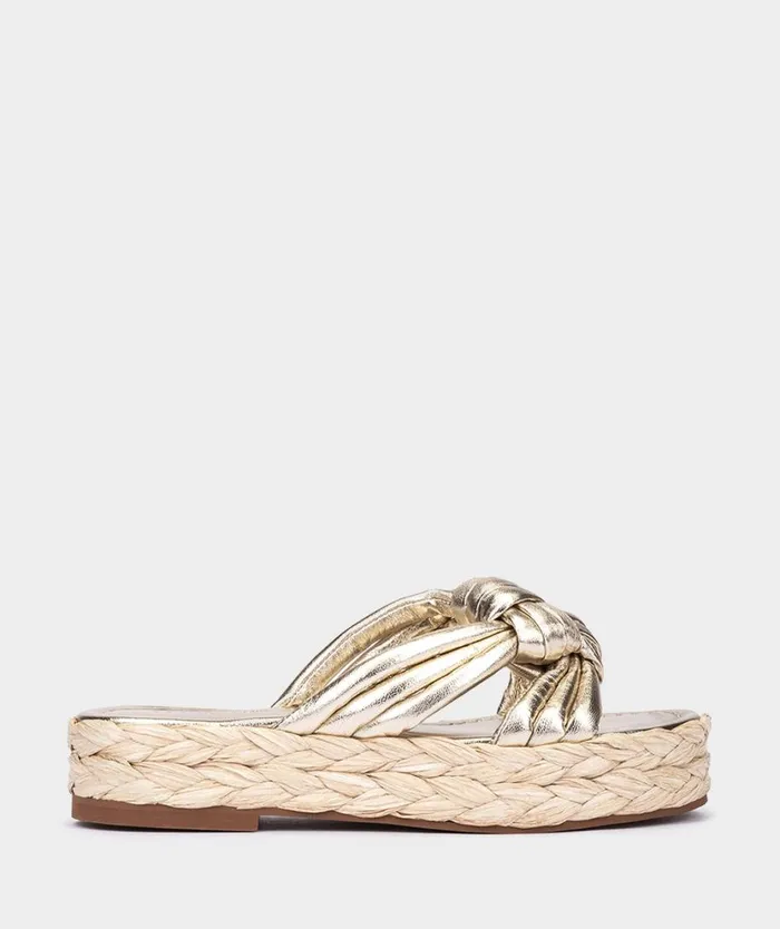 Pedro Miralles Flat Sandals BANS Napa Metal Platino 8211 Woman