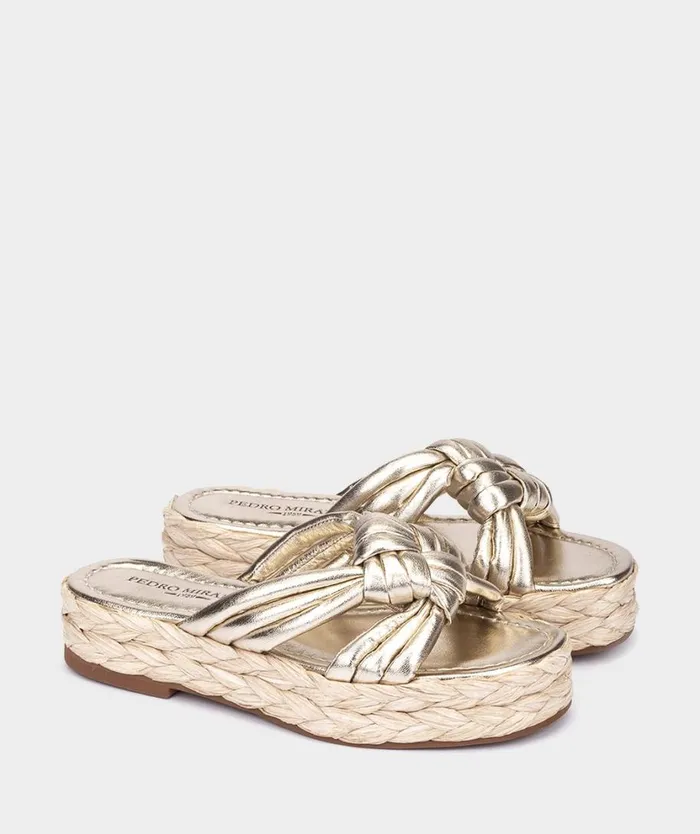 Pedro Miralles Flat Sandals BANS Napa Metal Platino 8211 Woman Pedro Miralles Flat Sandals BANS Napa Metal Platino 8211 Woman