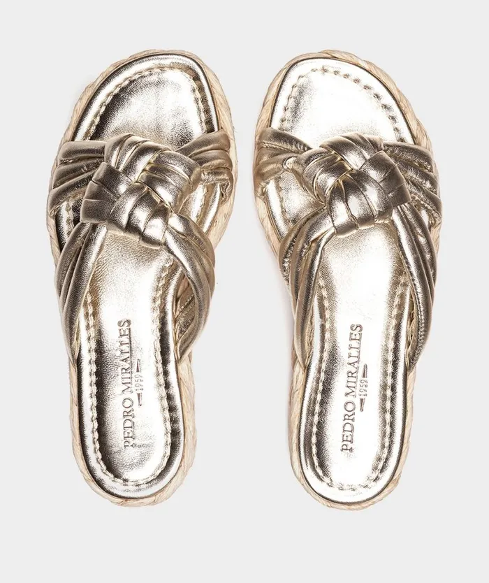 Pedro Miralles Flat Sandals BANS Napa Metal Platino 8211 Woman Pedro Miralles Flat Sandals BANS Napa Metal Platino 8211 Woman