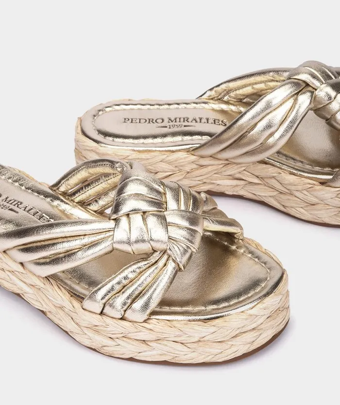 Pedro Miralles Flat Sandals BANS Napa Metal Platino 8211 Woman Pedro Miralles Flat Sandals BANS Napa Metal Platino 8211 Woman