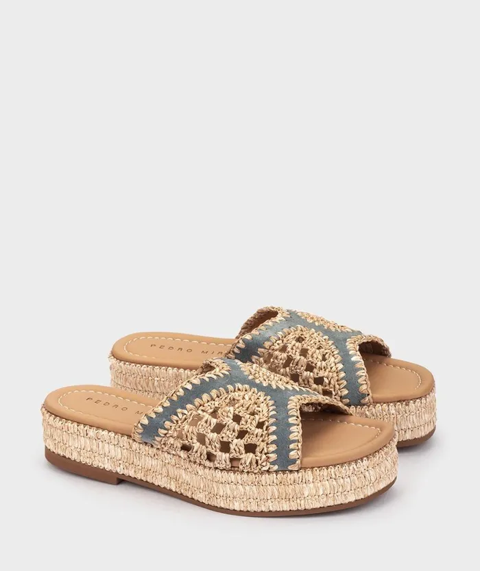 Pedro Miralles Flat Sandals CARACAS Baby Silk Jade Garden 8211 Woman Pedro Miralles Flat Sandals CARACAS Baby Silk Jade Garden 8211 Woman